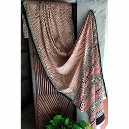 block print saree red & black