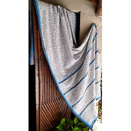 block print saree turkey blue & blue