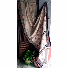 block print saree black & rust