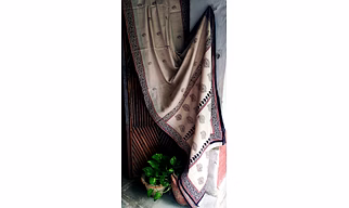 Block Print Saree Black & Rust