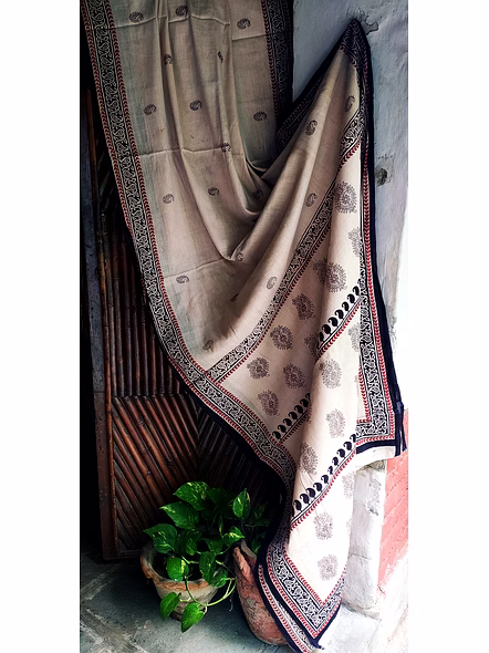 Block Print Saree Black & Rust