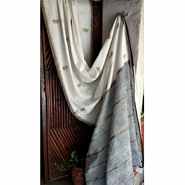 block print saree golden