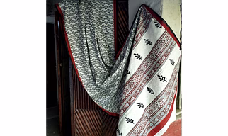 Block Print Saree Black & Rust