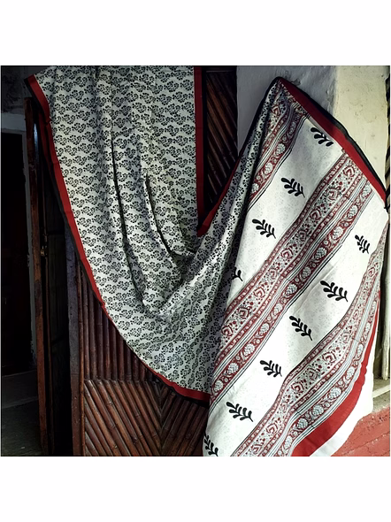 Block Print Saree Black & Rust