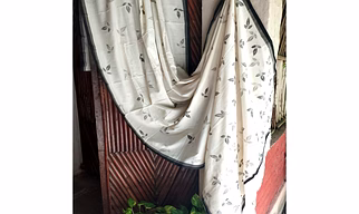 Leaf Print Saree Black & Gray