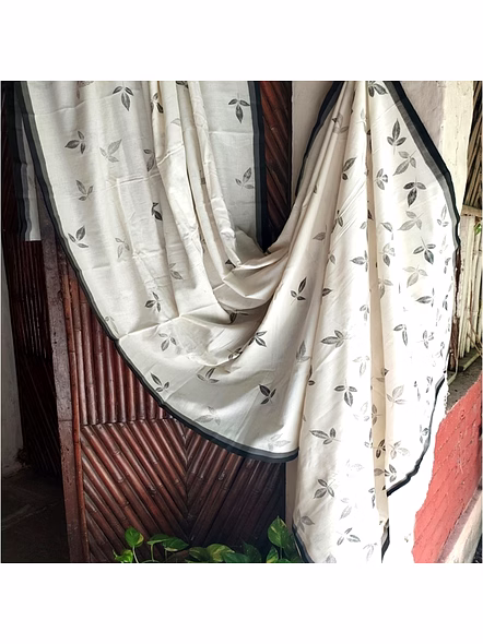 Leaf Print Saree Black & Gray