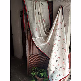 leaf print saree black & rust
