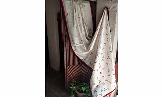 Leaf Print Saree Black & Rust