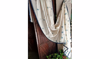 Leaf Print Saree Gray & Blue