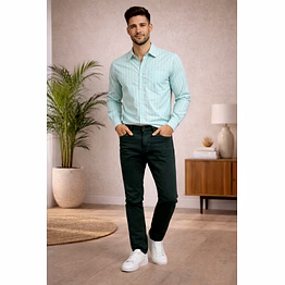 100% cotton rfd denim jeans bottle, green