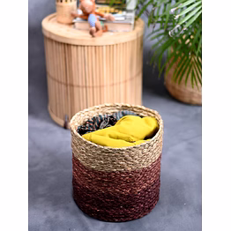 handwoven sabai grass towel basket