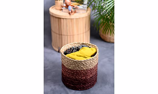 Handwoven Sabai Grass Towel Basket