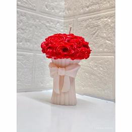 handmade soy wax rose bouquet candle with bow | 3d floral decorative scented candle | luxury gift for valentine, anniversary & home décor