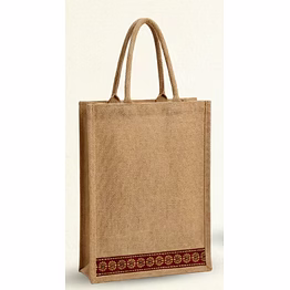 elegant jute gift bag – classic maroon border series