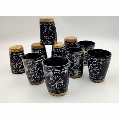 viking horn shot cups & glass