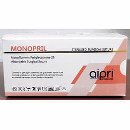 ap1326 - monopril (polyglecaprone 25) usp 3-0, 70cm 3/8c cutting prime 25mm needle