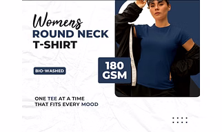Women's Scoop Neck T-Shirt – 180 GSM, Bio-Wash, 100% Cotton