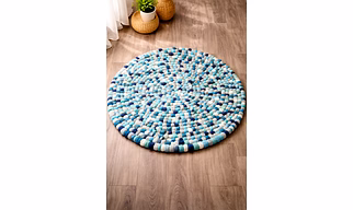 Handmade Wool Felt Ball Rug – Multicolor Round Wool Carpet for Living Room, Kids Room & Home Décor.