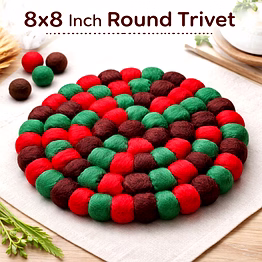 round trivet, felt trivet, table mat, pot holder, housewarming gift, forest mix wool fel