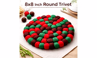 Round Trivet, Felt Trivet, Table Mat, Pot Holder, Housewarming Gift, Forest Mix Wool Fel