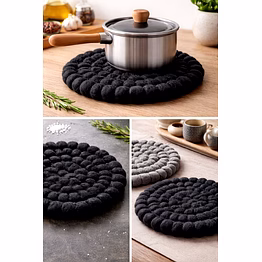 wool felt ball trivet: farmhouse kitchen decor (20 cm),coster,