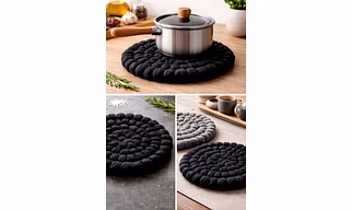 Wool Felt Ball Trivet: Farmhouse Kitchen Decor (20 CM),COSTER,