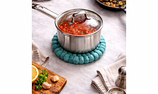 HANDMAD WOOL FELT BALL KITCHAN POT HOLDER,TRIVET,TEA COASTER ,20 CM ROUND TABLE MAT