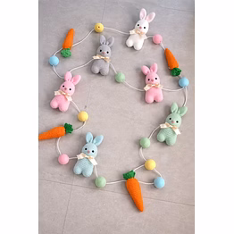 wool felt ball easter bunny garland 72 inch