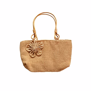 Jute Handbag with Cane Handles