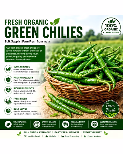 Fresh Organic Green Chilies – Bulk Supply | Farm Fresh Green Chilli Supplier from India-3