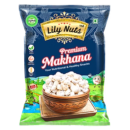 premium quality of makhana with 6 suta+ handpicked quality, packed in 100g and 200g pouches