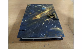 Paper Journal with metal lock closer planet design with 200 unrulled pages