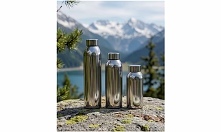 Plain Stainless Steel Water Bottle Set (Mirror Finish, Multiple Sizes)