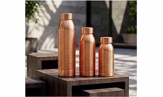 Pure Copper Water Bottle Set with Glasses (Traditional Design)