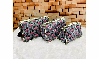 Handblock Triangle Pouch Set (Set of 3)