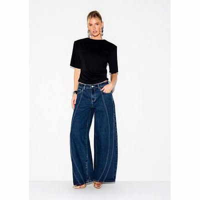 david hamilton baggy straight flared fit denim jeans women