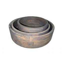 mango wooden bowl set/3 with grey polish