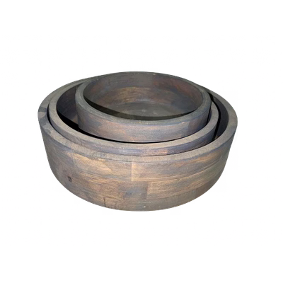 mango wooden bowl set/3 with grey polish