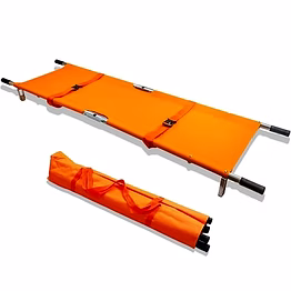 cotton double fold with wheel portable stretcher for emergency hospital & medical patient transport stretcher with handle carry bag (aluminium), orange