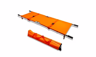 Cotton Double fold with Wheel Portable Stretcher for Emergency Hospital & Medical Patient Transport Stretcher with Handle Carry Bag (Aluminium), Orange
