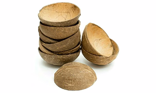 Thenga Natural Oval Coconut Shell Bowls | Perfect for Ice cream, Snacks, Serving - 150 ML
