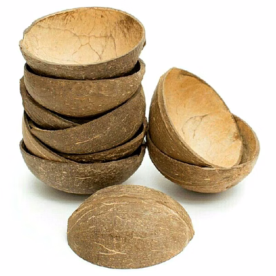 thenga natural oval coconut shell bowls | perfect for ice cream, snacks, serving - 150 ml