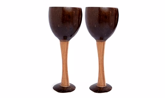 Thenga Coconut Shell & Wooden Wine Glass | Handcrafted Natural Drinkware