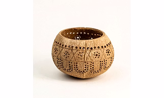 Thenga Hand Carved Coconut Shell Candle Holder | Lantern Tealight - Tropical | Handcrafted Natural Decor