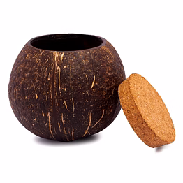 thenga coconut shell tight storage containers with lid | handcrafted natural storage – 300 ml