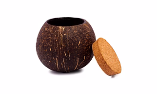 Thenga Coconut Shell Tight Storage Containers with Lid | Handcrafted Natural Storage – 300 ml