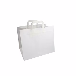 vyom white paper bag with flat handles with 12 x 10 x 5.5 inch size