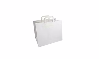 White Paper Bag With Flat Handles with 12 x 10 x 5.5 inch size