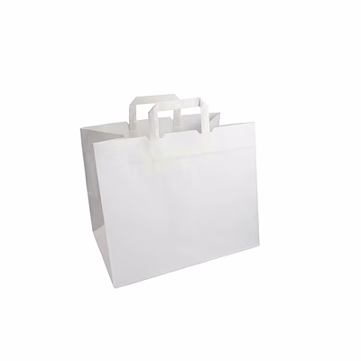vyom white paper bag with flat handles with 12 x 10 x 5.5 inch size