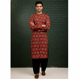 ajrakh kurta | eastern red ivory